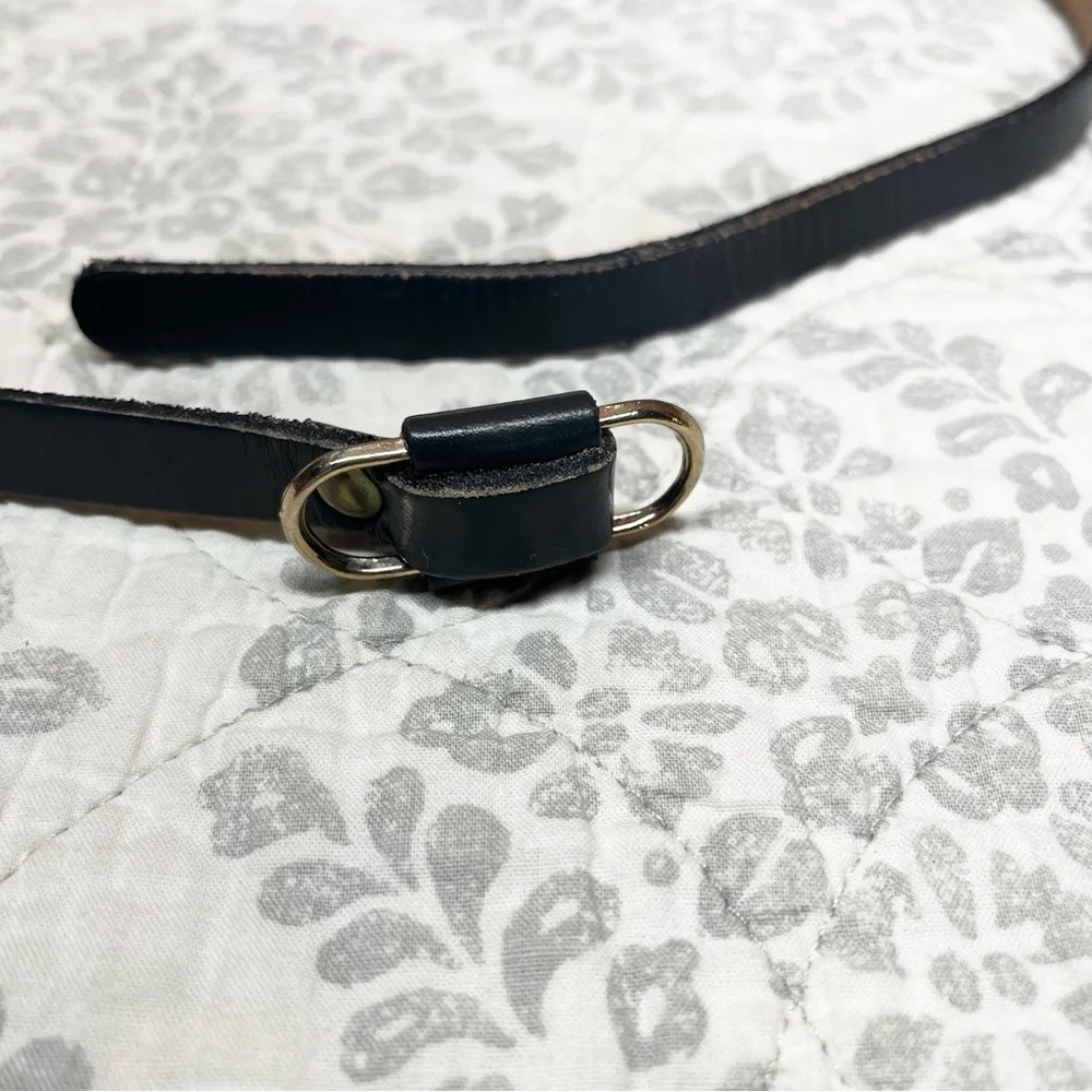 OS Vintage Leather Belt Bracelet Cuff Dark Gray